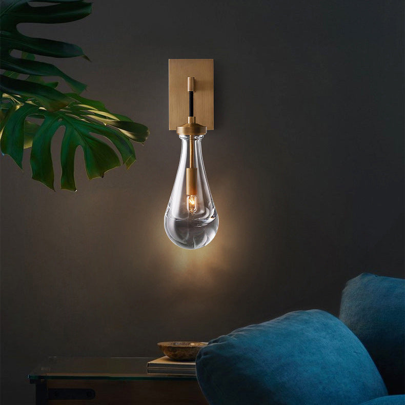 Teardrop-Shaped Wall Sconce Lamp with Brass Base 1-Light