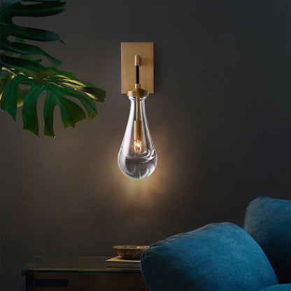 Teardrop-Shaped Wall Sconce Lamp with Brass Base 1-Light
