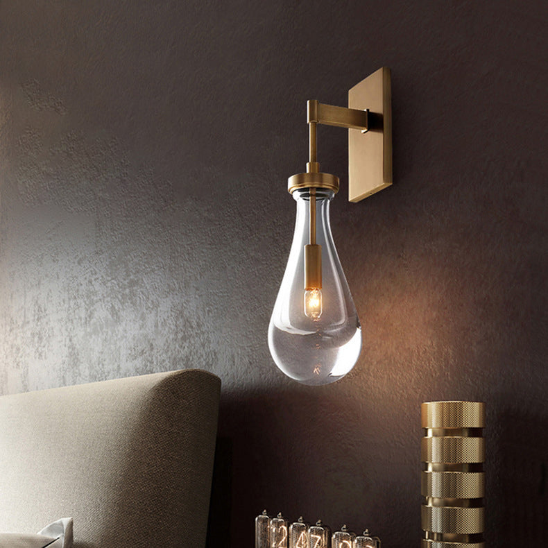 Teardrop-Shaped Wall Sconce Lamp with Brass Base 1-Light