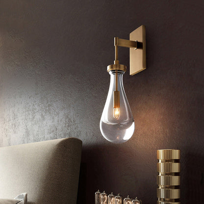 Teardrop-Shaped Wall Sconce Lamp with Brass Base 1-Light