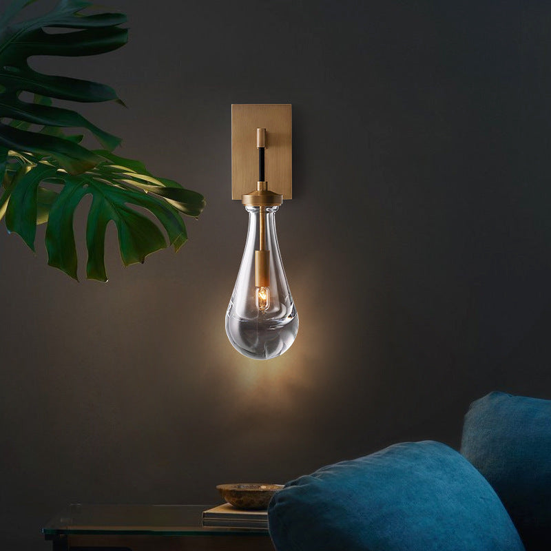 Teardrop-Shaped Wall Sconce Lamp with Brass Base 1-Light