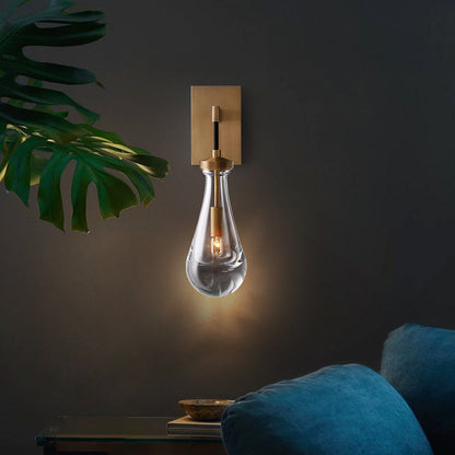 Teardrop-Shaped Wall Sconce Lamp with Brass Base 1-Light