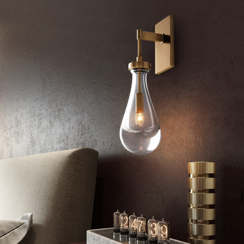 Teardrop-Shaped Wall Sconce Lamp with Brass Base 1-Light