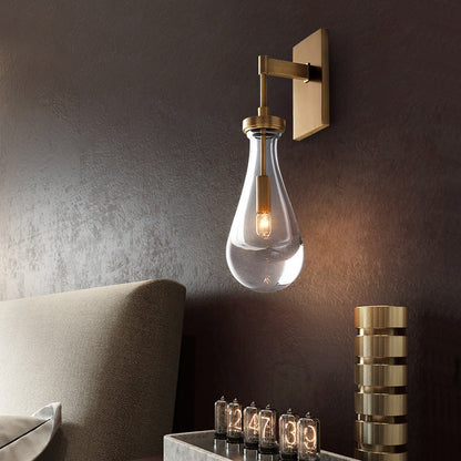 Teardrop-Shaped Wall Sconce Lamp with Brass Base 1-Light