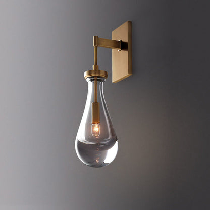 Teardrop-Shaped Wall Sconce Lamp with Brass Base 1-Light
