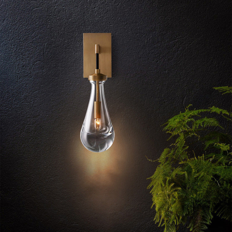 Teardrop-Shaped Wall Sconce Lamp with Brass Base 1-Light