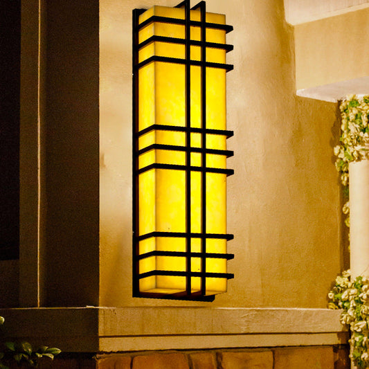Architectural – Amber Frosted Glass & Black Grid Design
