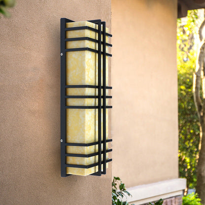 Architectural – Amber Frosted Glass & Black Grid Design