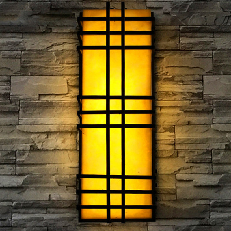 Architectural – Amber Frosted Glass & Black Grid Design