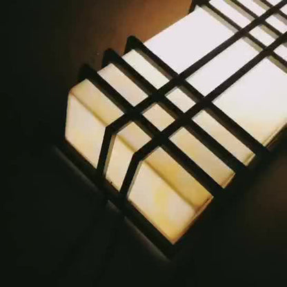 Architectural – Amber Frosted Glass & Black Grid Design