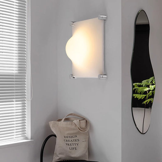 LED Sconce – Square Iron & Acrylic Lamp with Raised Center