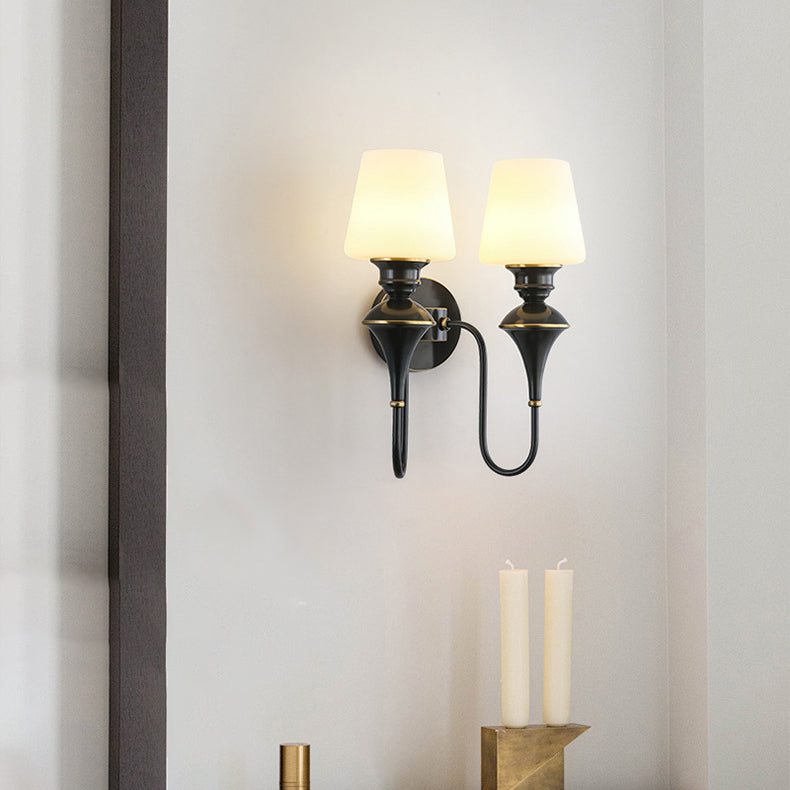 Wall Sconce – 1/2 Light Copper & Glass with Tapered Shade