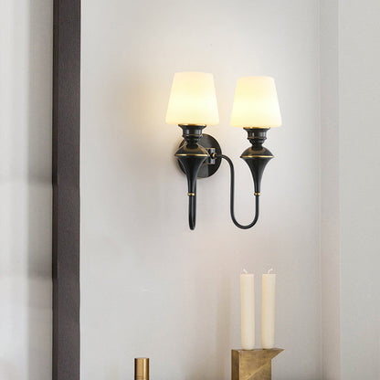 Wall Sconce – 1/2 Light Copper & Glass with Tapered Shade