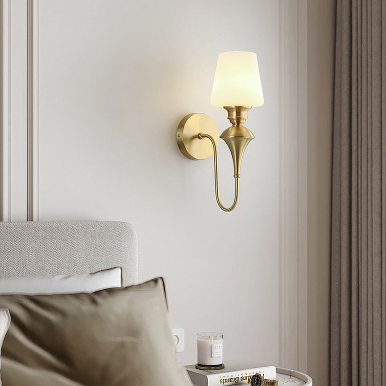 Wall Sconce – 1/2 Light Copper & Glass with Tapered Shade