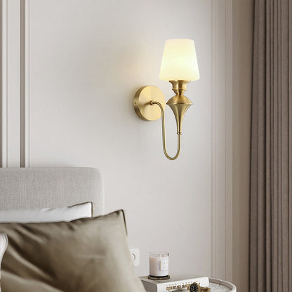 Wall Sconce – 1/2 Light Copper & Glass with Tapered Shade