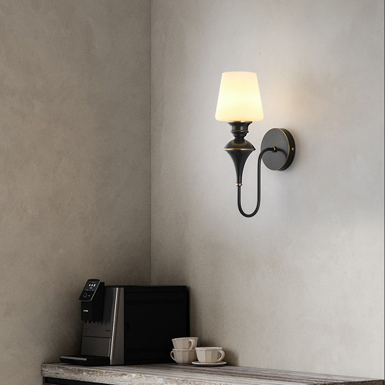 Wall Sconce – 1/2 Light Copper & Glass with Tapered Shade