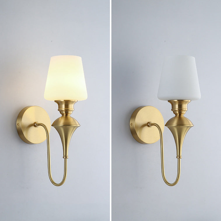 Wall Sconce – 1/2 Light Copper & Glass with Tapered Shade