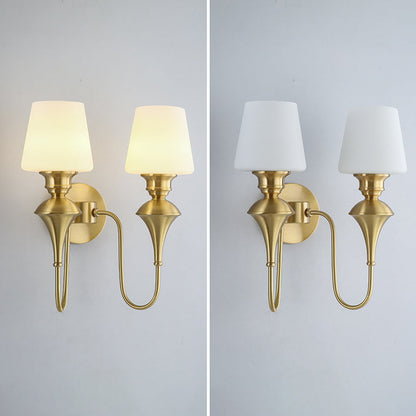 Wall Sconce – 1/2 Light Copper & Glass with Tapered Shade