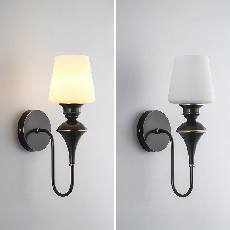 Wall Sconce – 1/2 Light Copper & Glass with Tapered Shade