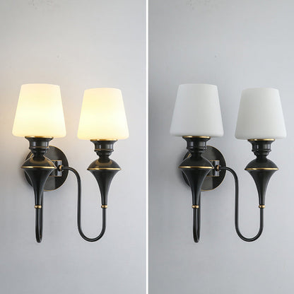 Wall Sconce – 1/2 Light Copper & Glass with Tapered Shade