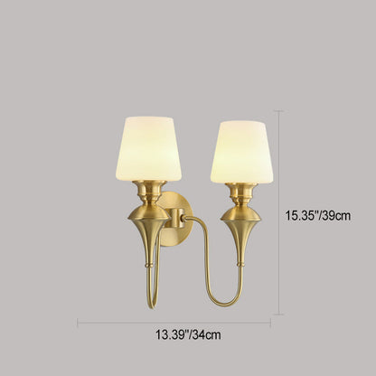 Wall Sconce – 1/2 Light Copper & Glass with Tapered Shade