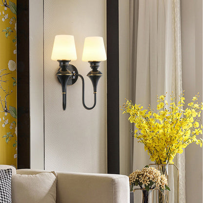 Wall Sconce – 1/2 Light Copper & Glass with Tapered Shade
