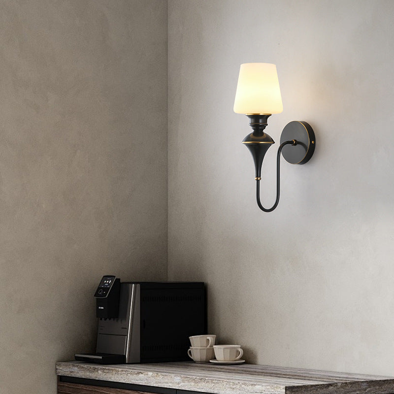 Wall Sconce – 1/2 Light Copper & Glass with Tapered Shade