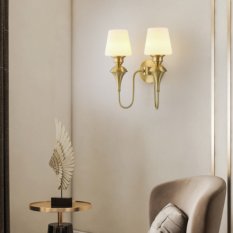 Wall Sconce – 1/2 Light Copper & Glass with Tapered Shade