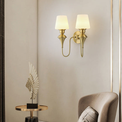 Wall Sconce – 1/2 Light Copper & Glass with Tapered Shade