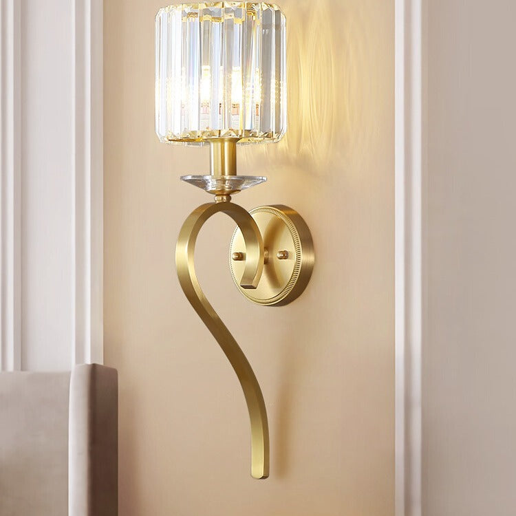 French Cylinder Wall Sconce – 1-Light Copper & Glass Lamp