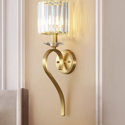 French Cylinder Wall Sconce – 1-Light Copper & Glass Lamp