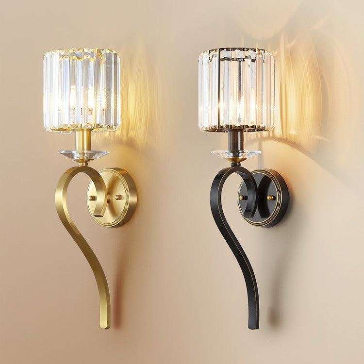 French Cylinder Wall Sconce – 1-Light Copper & Glass Lamp