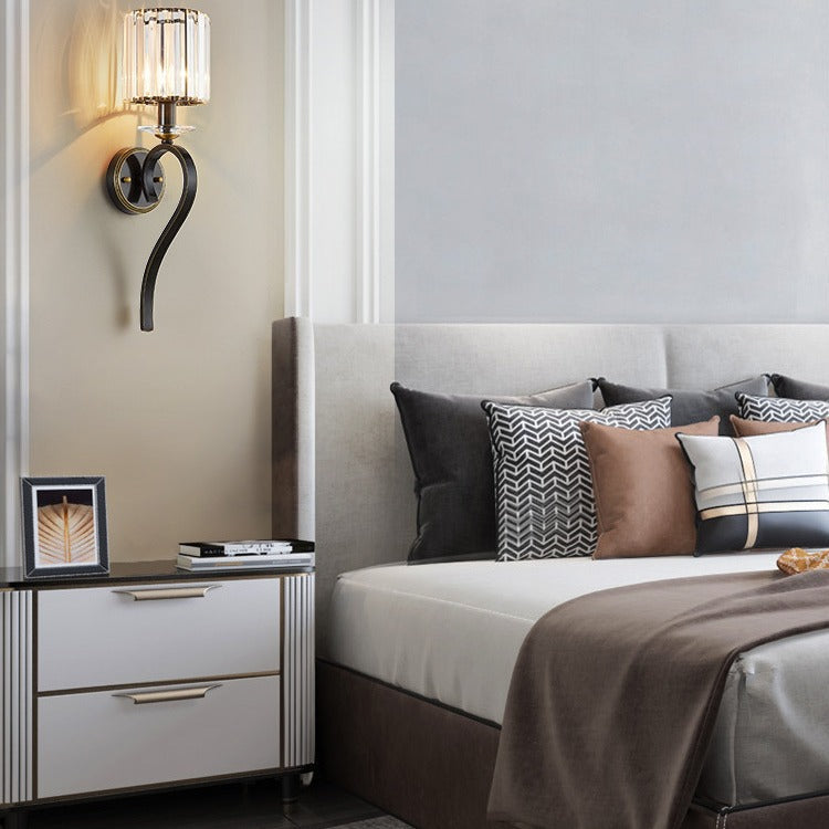 French Cylinder Wall Sconce – 1-Light Copper & Glass Lamp