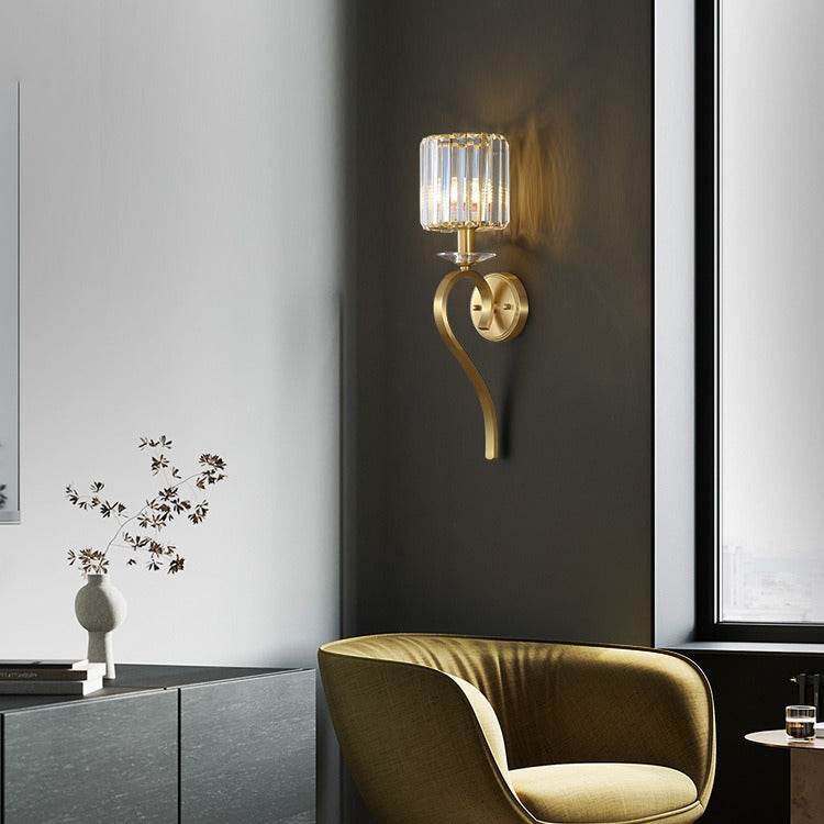 French Cylinder Wall Sconce – 1-Light Copper & Glass Lamp