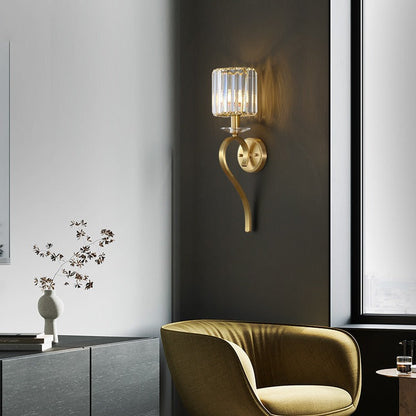 French Cylinder Wall Sconce – 1-Light Copper & Glass Lamp