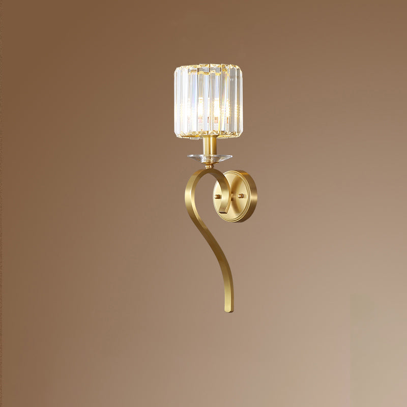 French Cylinder Wall Sconce – 1-Light Copper & Glass Lamp