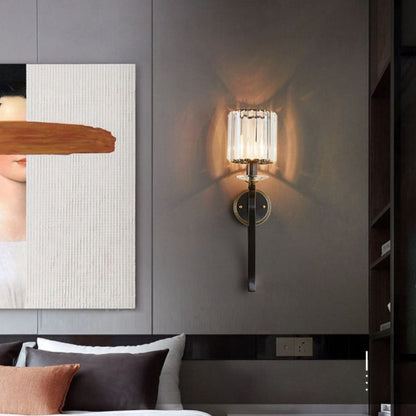 French Cylinder Wall Sconce – 1-Light Copper & Glass Lamp