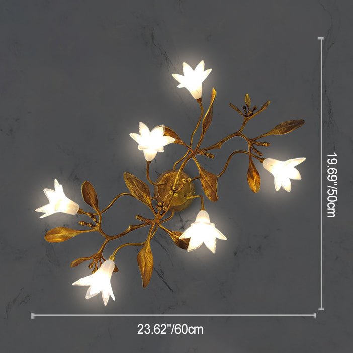 Creative Flower Wall Sconce – 6-Light Copper & Crystal Lamp