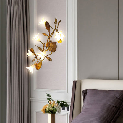 Creative Flower Wall Sconce – 6-Light Copper & Crystal Lamp