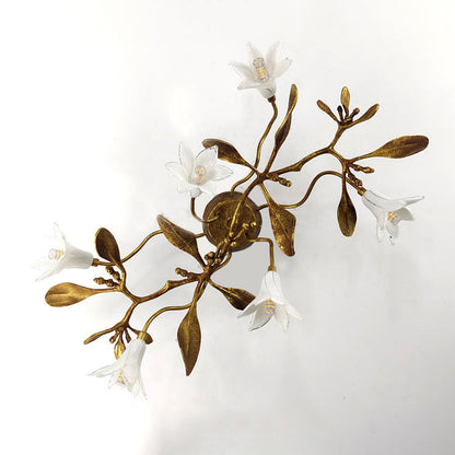 Creative Flower Wall Sconce – 6-Light Copper & Crystal Lamp