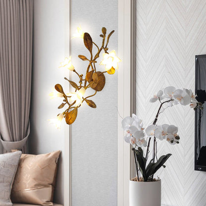 Creative Flower Wall Sconce – 6-Light Copper & Crystal Lamp
