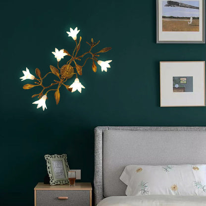 Creative Flower Wall Sconce – 6-Light Copper & Crystal Lamp