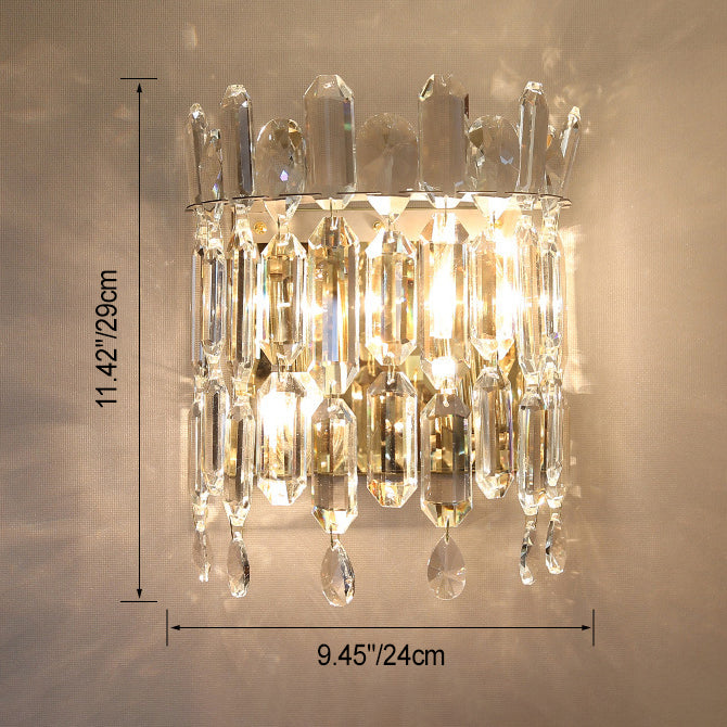 Wall Sconce – 2-Light Metal & Crystal Water Drop Lamp