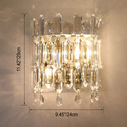 Wall Sconce – 2-Light Metal & Crystal Water Drop Lamp