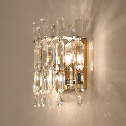 Wall Sconce – 2-Light Metal & Crystal Water Drop Lamp