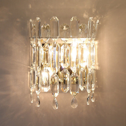 Wall Sconce – 2-Light Metal & Crystal Water Drop Lamp
