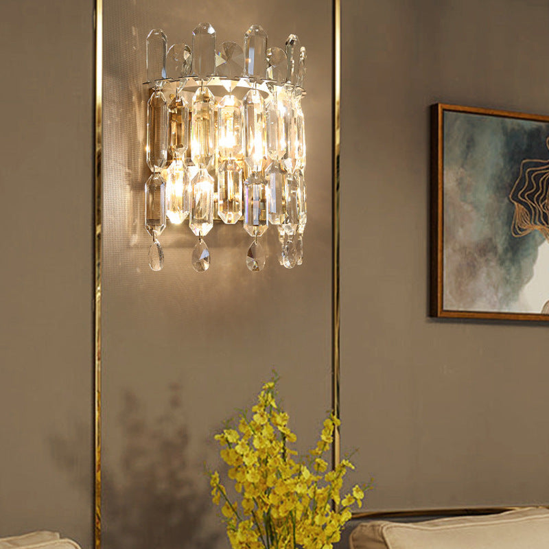 Wall Sconce – 2-Light Metal & Crystal Water Drop Lamp