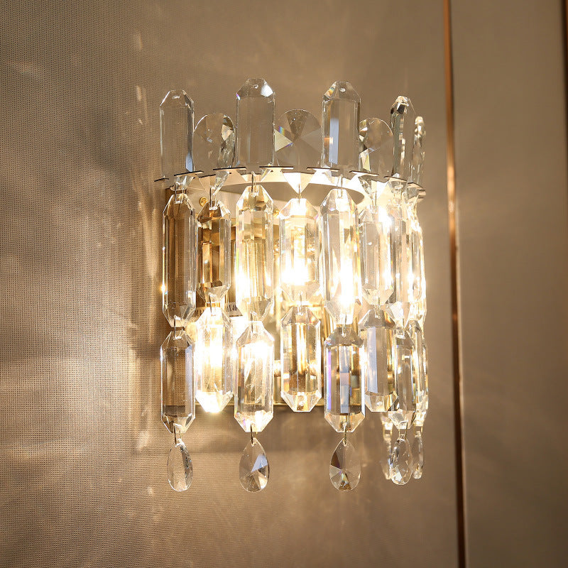 Wall Sconce – 2-Light Metal & Crystal Water Drop Lamp