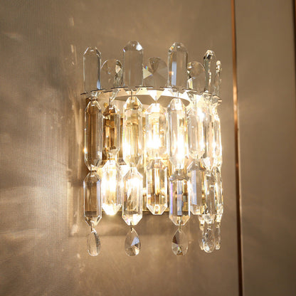 Wall Sconce – 2-Light Metal & Crystal Water Drop Lamp