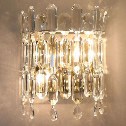 Wall Sconce – 2-Light Metal & Crystal Water Drop Lamp